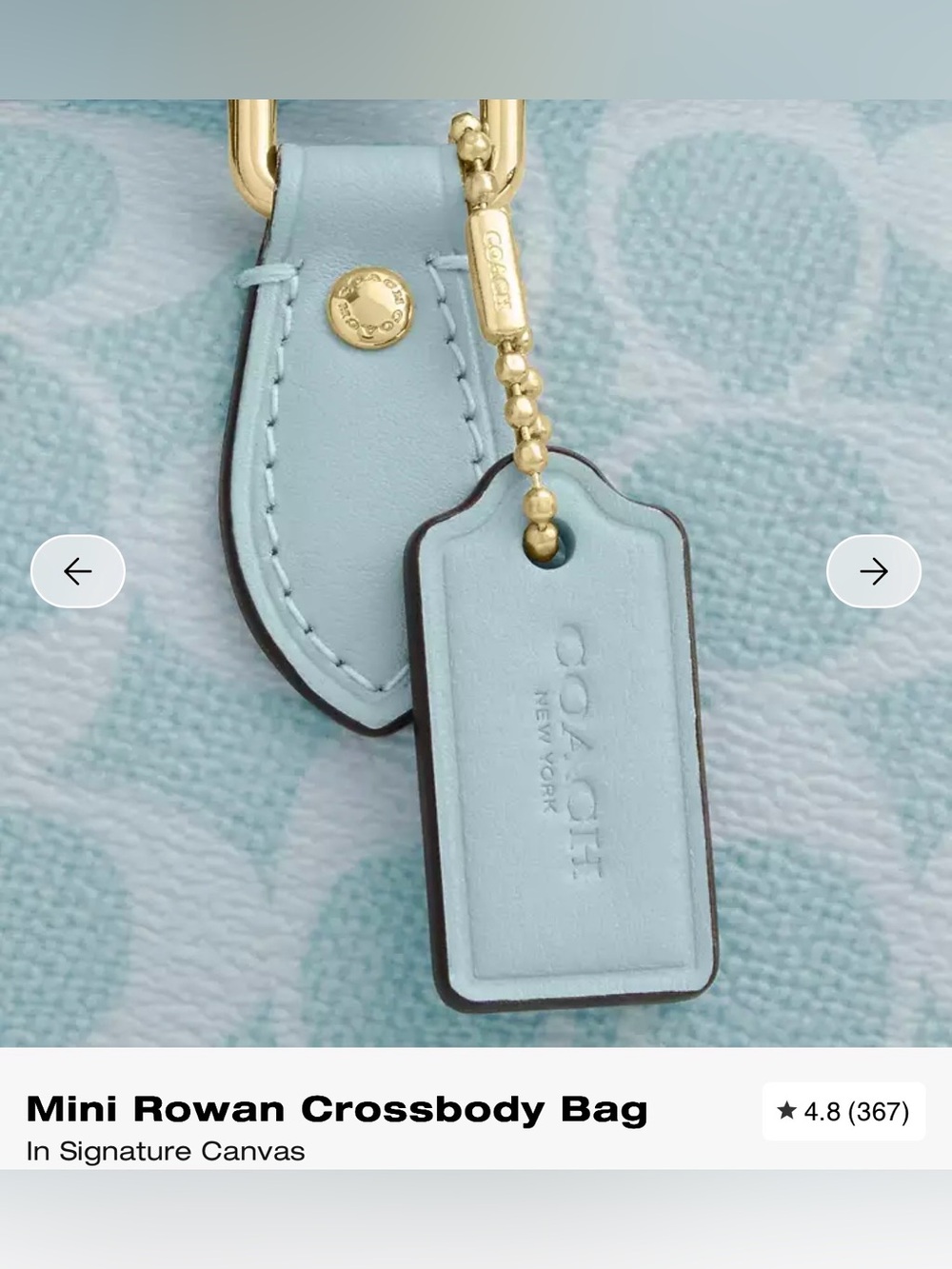 Coach Mini Rowan Light  powder Blue Signature Satchel with Gold Hardware